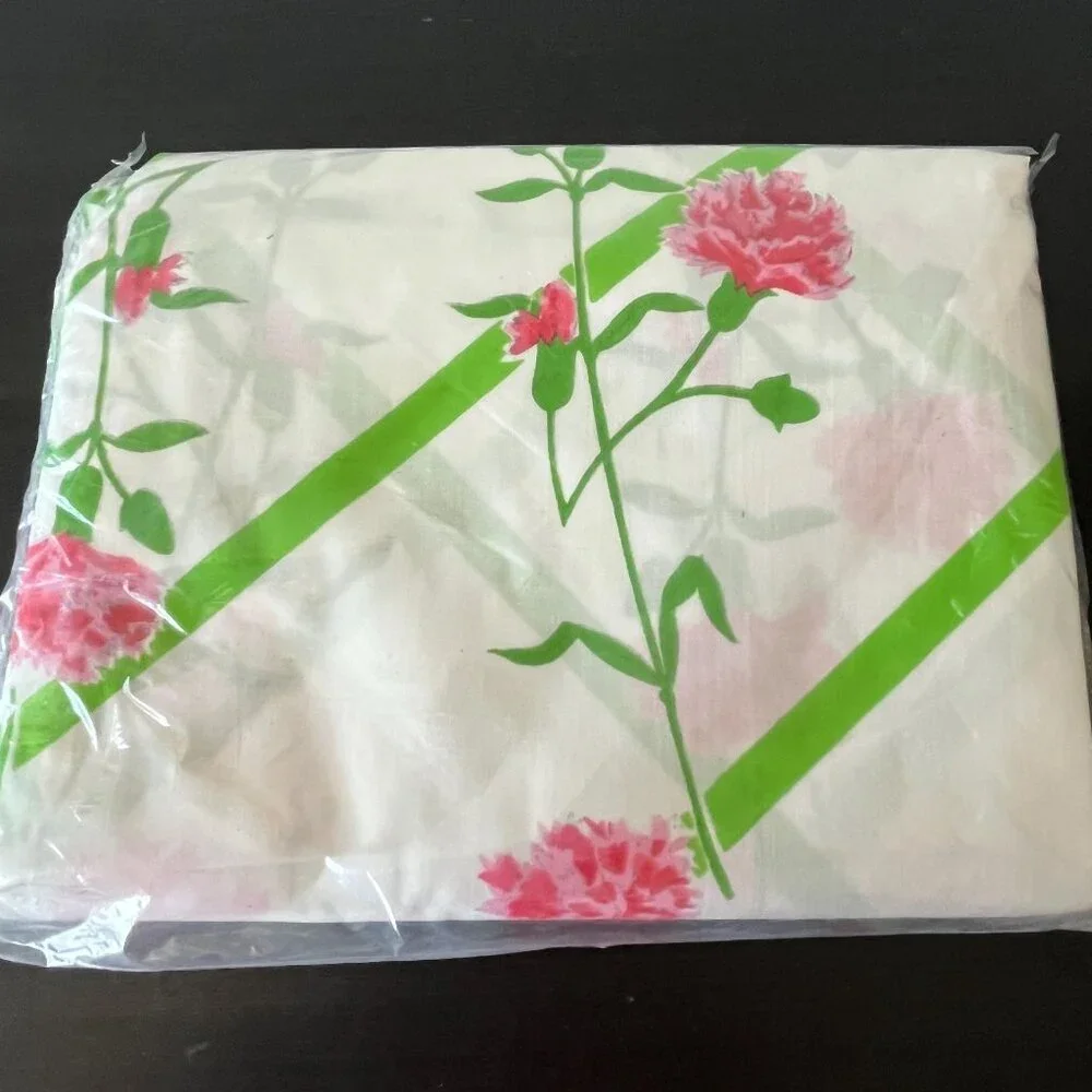 Vintage 70s CARNATIONS Full Flat Sheet // Sears // New in Package // Perma-Prest